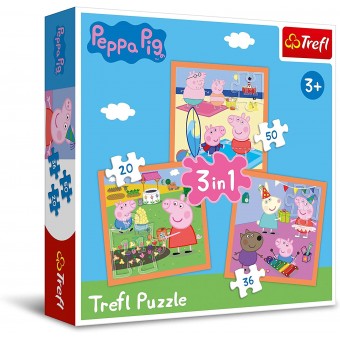 3 in 1 Peppa Pig Puzzle - Inventive Peppa Pig (20, 36, 50 pcs)