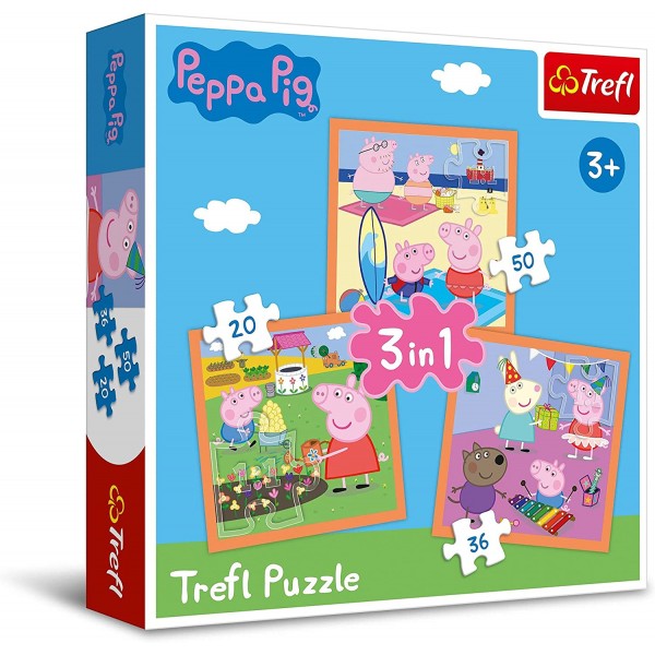 3 in 1 Peppa Pig Puzzle - Inventive Peppa Pig (20, 36, 50 pcs) - Trefl - BabyOnline HK