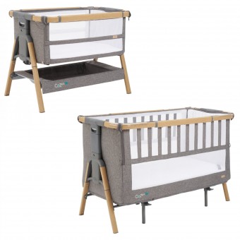 Cozee XL Bedside Crib & Cot – Oak and Charcoal
