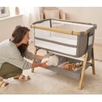 Cozee XL Bedside Crib & Cot – Oak and Charcoal - Tutti Bambini - BabyOnline HK