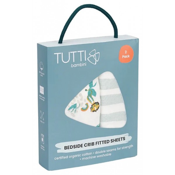 CoZee Organic Cotton Fitted Sheets (Twin Pack) - Run Wild - Tutti Bambini - BabyOnline HK