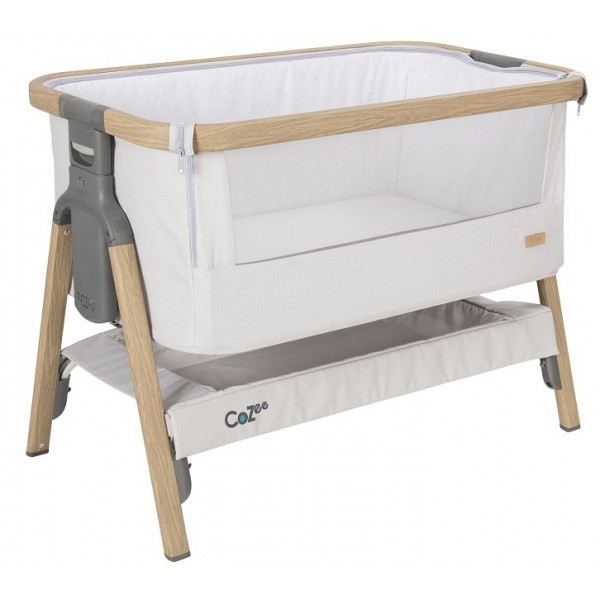 CoZee Bedside Crib – Oak and Silver - Tutti Bambini - BabyOnline HK