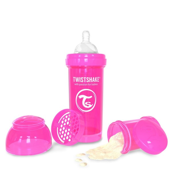 All-In-One 防脹氣嬰兒奶瓶 260ml - 粉红色 - Twistshake - BabyOnline HK