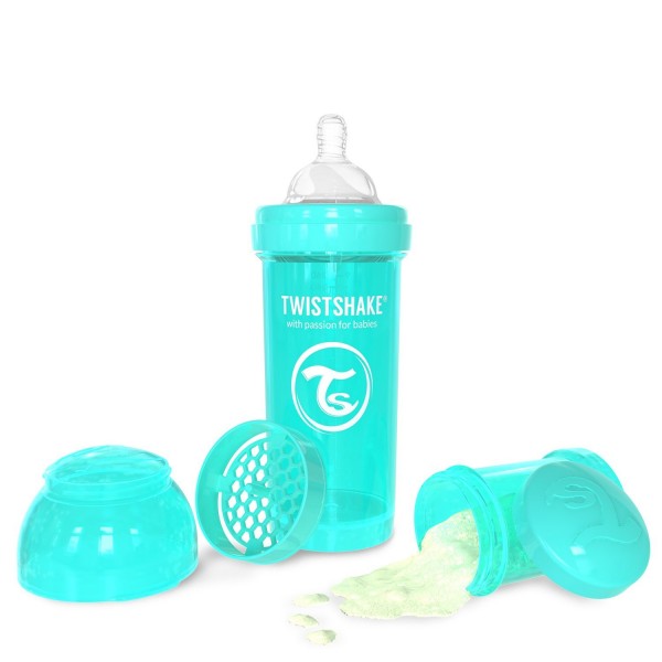 All-In-One Anti-Colic Baby Bottle 260ml - Turquoise - Twistshake - BabyOnline HK