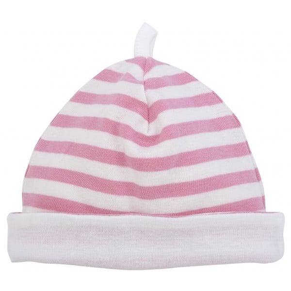 Organic Cotton Scull Hat (0-6M) - Rose with White Stripes - Under the Nile - BabyOnline HK