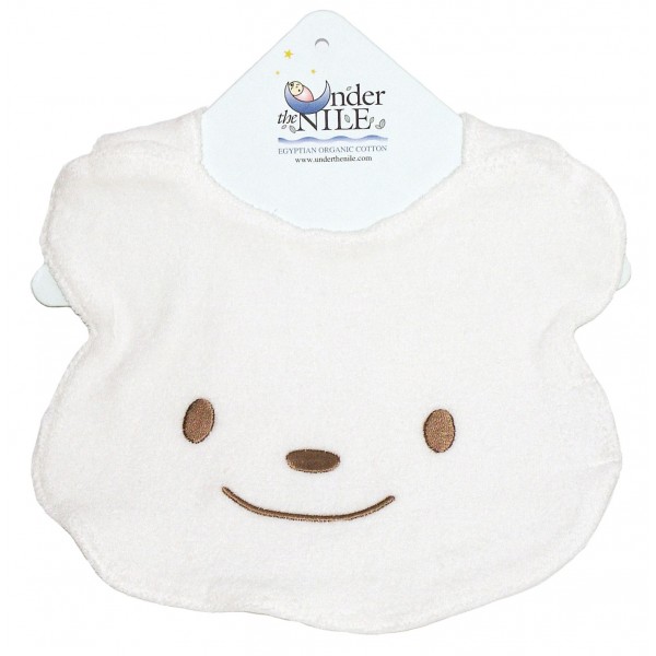 Organic Cotton Bear Bib - White - Under the Nile - BabyOnline HK