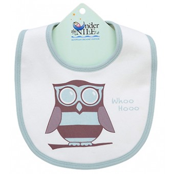 Organic Cotton Owl Bib - Misty Blue