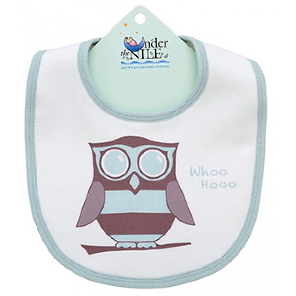 Organic Cotton Owl Bib - Misty Blue - Under the Nile - BabyOnline HK