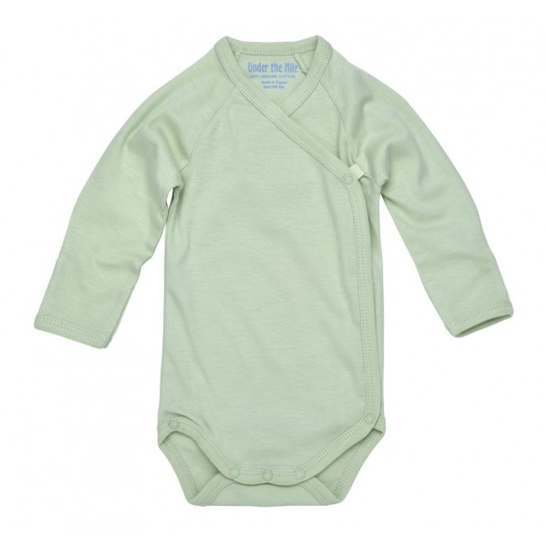 Organic Cotton Side Snap Baby Bodysuit (L/S) - Sage (3-6M) - Under the Nile - BabyOnline HK