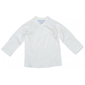 Organic Cotton Side Snap Baby Undershirt (L/S) - White (3-6M)