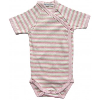 Organic Cotton Side Snap Baby Bodysuit (S/S) - Girl's Stripe (0-3M)