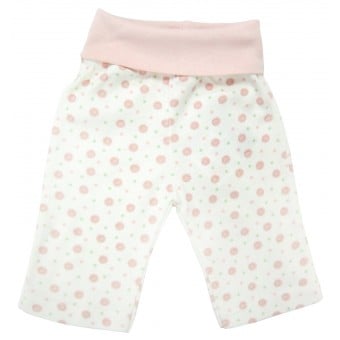 Organic Cotton Rolled Waist Pants - Pink Dot (3-6M)