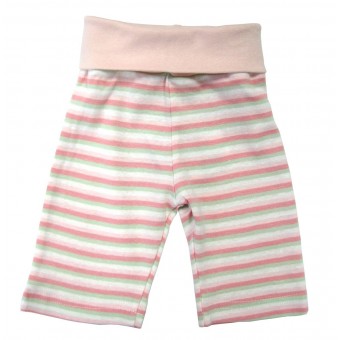 Organic Cotton Rolled Waist Pants - Girl's Stripe (0-3M)