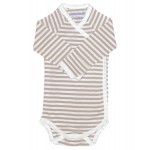 Organic Cotton Side Snap Baby Bodysuit (L/S) - Tan Stripe (3-6M) - Under the Nile