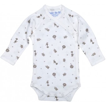 Organic Cotton Side Snap Baby Bodysuit (L/S) - Animal Print (3-6M)