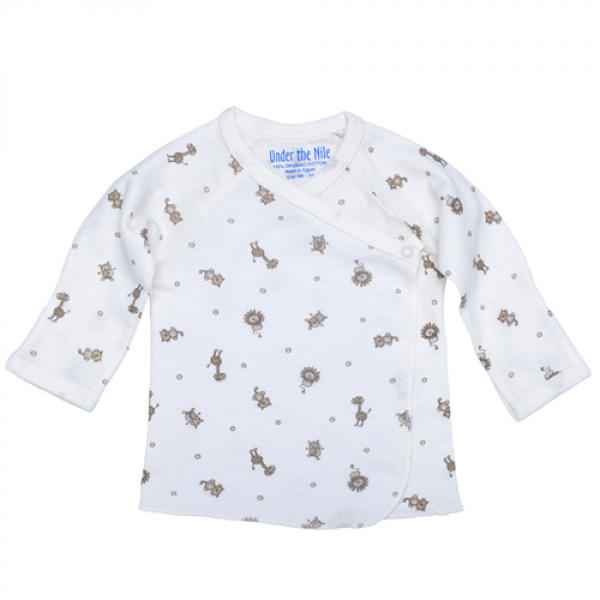Organic Cotton Side Snap Shirt (L/S) - Animal Print (0-3M) - Under the Nile