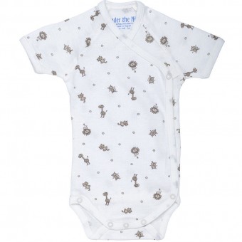 Organic Cotton Side Snap Baby Bodysuit (S/S) - Animal Print (3-6M)