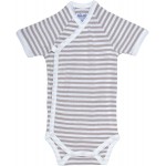 Organic Cotton Side Snap Baby Bodysuit (S/S) - Tan Stripe (0-3M) - Under the Nile - BabyOnline HK