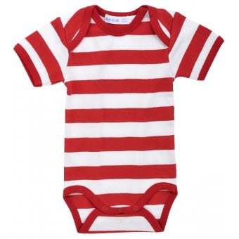Organic Cotton Baby Lap Shoulder Bodysuit (S/S) - Red Rugby (12-18M)