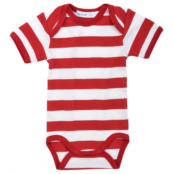 Organic Cotton Baby Lap Shoulder Bodysuit (S/S) - Red Rugby (6-9M) - Under the Nile - BabyOnline HK