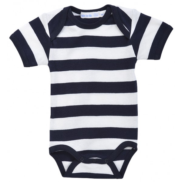Organic Cotton Baby Lap Shoulder Bodysuit (S/S) - Navy Rugby (12-18M) - Under the Nile