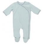 Organic Cotton Side Snap Footie (thick) - Misty Blue (6M) - Under the Nile - BabyOnline HK