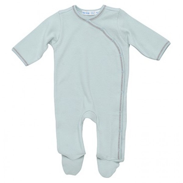 Organic Cotton Side Snap Footie (thick) - Misty Blue (9M) - Under the Nile - BabyOnline HK