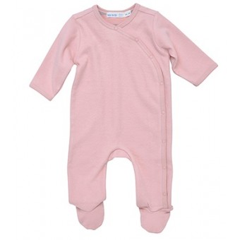 Organic Cotton Side Snap Footie (thick) - Silver Pink (9M)