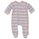 Organic Cotton Side Snap Fleece Footie (thick) - Misty Pink Stripe (9M) - Under the Nile - BabyOnline HK