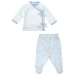Organic Cotton Side Tie Layette Set - Hello Ice Blue (Newborn) - Under the Nile - BabyOnline HK