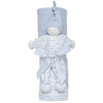 Organic Cotton Baby Buddy Gift Set - Hello Ice Blue