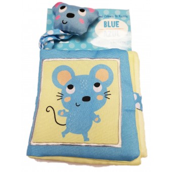 Baby Soft Book - Animal Colours with Rattle (Blue)