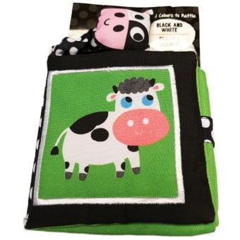 Baby Soft Book - Animal Colours with Rattle (Black and White)