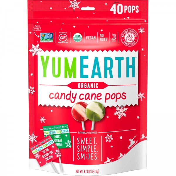 Organic Candy Cane Pops - (about 40 pops) - YumEarth - BabyOnline HK