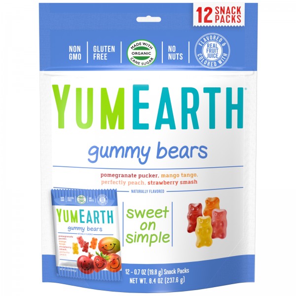 Organic Gummy Bears (12 Snack Packs - 19.8g each) - YumEarth - BabyOnline HK