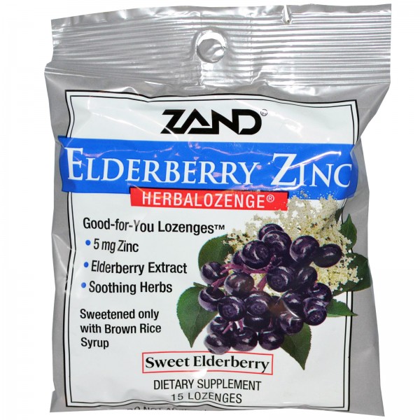 Elderberry Zinc, Herbalozenge, Sweet Elderberry, 15 Lozenges - Zand - BabyOnline HK
