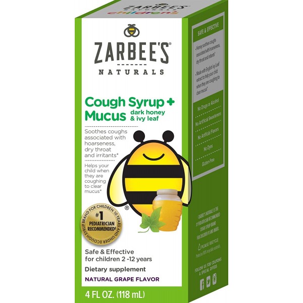 Children's Cough Syrup + Mucus Reducer with Dark Honey (Natural Grape Flavor) 4oz - Zarbee's - BabyOnline HK