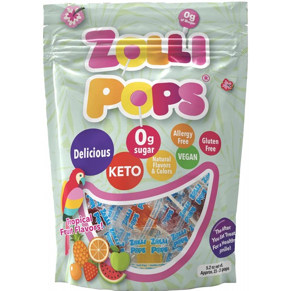 Anti Cavity Lollipops (Assorted Tropical) ~ 23 - 25 lollipops - Zollipops - BabyOnline HK