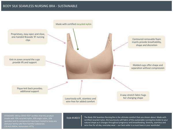 Body Silk Seamless Nursing Bra - Sustainable (Black) - Size L, Bravado