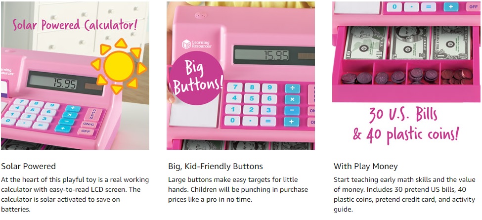 Learning Resources - Pretend  Play - Calculator Cash Register - Pink (US  Currency) - BabyOnline